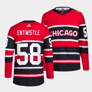 Alluring Chicago Blackhawks #58 MacKenzie Entwistle Men's adidas Reverse Retro 2.0 Authentic Player Jersey   Red for a valuable hockey collectible