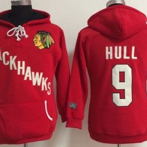 Alluring Chicago Blackhawks #9 Bobby Hull Red Women's Old Time Heidi NHL Hoodie for an exciting hockey game