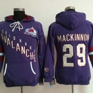 Alluring Colorado Avalanche #29 Nathan MacKinnon Purple Women's Old Time Heidi NHL Hoodie for true hockey enthusiasts