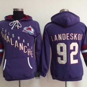 Alluring Colorado Avalanche #92 Gabriel Landeskog Purple Women's Old Time Heidi NHL Hoodie to add to your hockey memorabilia collection