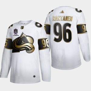 Alluring Colorado Avalanche #96 Mikko Rantanen Men's 2022 Stanley Cup Champions Adidas White Golden Edition Limited Stitched NHL Jersey for die   hard Blackhawks fans