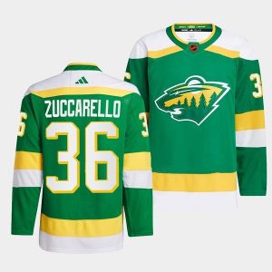Alluring Minnesota Wild #36 Mats Zuccarello Men's adidas Reverse Retro 2.0 Authentic Player Jersey   Green for true hockey enthusiasts