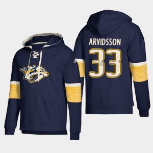 Alluring Nashville Predators #33 Viktor Arvidsson Navy adidas Lace Up Pullover Hoodie to show your team love