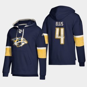Alluring Nashville Predators #4 Ryan Ellis Navy adidas Lace Up Pullover Hoodie for an exciting hockey game