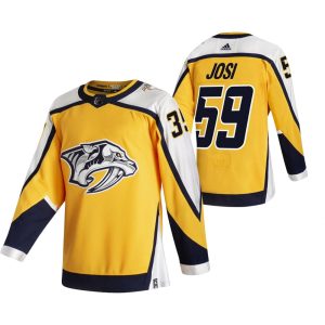 Alluring Nashville Predators #59 Roman Josi Yellow Men's Adidas 2020 21 Reverse Retro Alternate NHL Jersey for an exciting hockey game