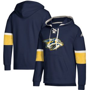 Alluring Nashville Predators adidas Jersey Lace Up Pullover Hoodie Navy for die   hard Blackhawks fans