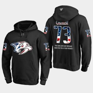 Alluring Predators #73 Alexandre Carrier NHL Banner Wave Usa Flag Black Hoodie for a valuable hockey collectible