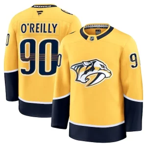 Alluring Ryan O'Reilly Nashville Predators Home Premium Jersey   Yellow to stand out at the stadium