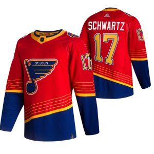 Alluring St. Louis Blues #17 Jaden Schwartz Red Men's Adidas 2020 21 Reverse Retro Alternate NHL Jersey for top   notch game   day wear