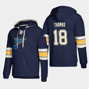 Alluring St. Louis Blues #18 Robert Thomas Blue adidas Lace Up Pullover Hoodie for true hockey enthusiasts
