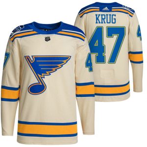 Alluring St. Louis Blues #47 Torey Krug Men's Adidas 2022 Winter Classic NHL Authentic Jersey Cream for true hockey enthusiasts