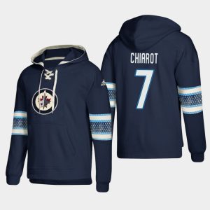 Alluring Winnipeg Jets #7 Ben Chiarot Blue adidas Lace Up Pullover Hoodie for die   hard Blackhawks fans
