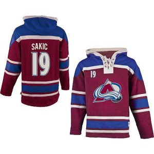Cool Avalanche #19 Joe Sakic Red Sawyer Hooded Sweatshirt Stitched NHL Jersey for die - hard fans