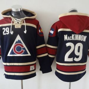 Premium Avalanche #29 Nathan MacKinnon Navy Blue Sawyer Hooded Sweatshirt Stitched NHL Jersey a must - have for collectors