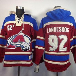 Premium Avalanche #92 Gabriel Landeskog Red Sawyer Hooded Sweatshirt Stitched NHL Jersey for ultimate hockey enthusiasts
