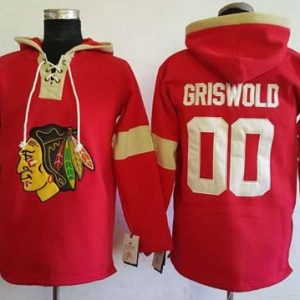 Stylish Blackhawks #00 Clark Griswold Red Pullover Hoodie Stitched NHL Jersey to show your team spirit