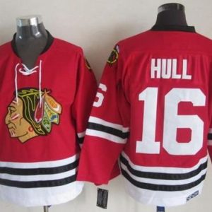 Chic Blackhawks #16 Bobby Hull Red CCM Throwback Stitched NHL Jersey to elevate your fan gear collection