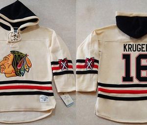 Sleek Blackhawks #16 Marcus Kruger Cream Heavyweight Pullover Hoodie Stitched NHL Jersey to stand out at the stadium