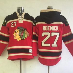 Amazing Blackhawks #27 Jeremy Roenick Red Sawyer Hooded Sweatshirt Stitched NHL Jersey for die - hard fans