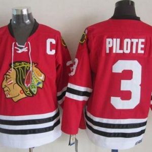 Gorgeous Blackhawks #3 Pierre Pilote Red CCM Throwback Stitched NHL Jersey for ultimate hockey enthusiasts