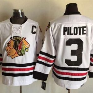 Premium Blackhawks #3 Pierre Pilote White CCM Throwback Stitched NHL Jersey for die - hard fans