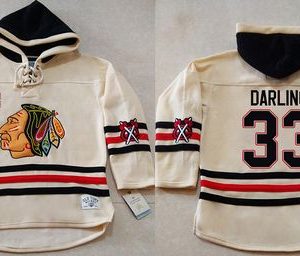 Stylish Blackhawks #33 Scott Darling Cream Heavyweight Pullover Hoodie Stitched NHL Jersey for ultimate hockey enthusiasts