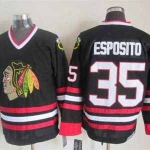 Gorgeous Blackhawks #35 Tony Esposito Black CCM Throwback Stitched NHL Jersey for die - hard fans
