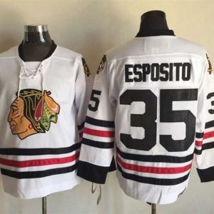 Stylish Blackhawks #35 Tony Esposito White CCM Throwback Stitched NHL Jersey a must - have for collectors