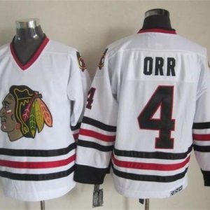 Stunning Blackhawks #4 Bobby Orr White CCM Throwback Stitched NHL Jersey for ultimate hockey enthusiasts