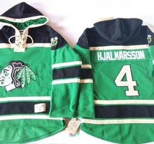 Chic Blackhawks #4 Niklas Hjalmarsson Green St. Patrick's Day McNary Lace Hoodie Stitched NHL Jersey perfect for game days