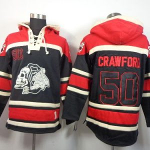 Fantastic Blackhawks #50 Corey Crawford Black Sawyer Hooded Sweatshirt Stitched NHL Jersey for die - hard fans