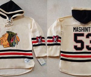 Chic Blackhawks #53 Brandon Mashinter Cream Heavyweight Pullover Hoodie Stitched NHL Jersey for ultimate hockey enthusiasts