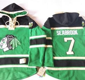 Top - notch Blackhawks #7 Brent Seabrook Green St. Patrick's Day McNary Lace Hoodie Stitched NHL Jersey a must - have for collectors