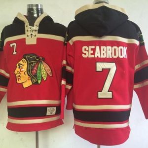 Premium Blackhawks #7 Brent Seabrook Red Sawyer Hooded Sweatshirt Stitched NHL Jersey to elevate your fan gear collection
