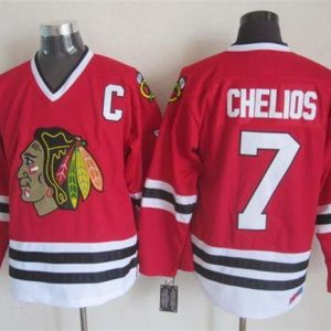 Chic Blackhawks #7 Chris Chelios Red CCM Throwback Stitched NHL Jersey perfect for game days