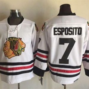 Gorgeous Blackhawks #7 Tony Esposito White CCM Throwback Stitched NHL Jersey a must - have for collectors