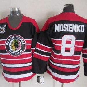 Fantastic Blackhawks #8 Bill Mosienko Red/Black 75TH CCM Stitched NHL Jersey perfect for game days