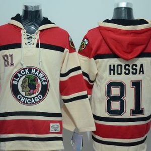Fantastic Blackhawks #81 Marian Hossa Cream Sawyer Hooded Sweatshirt Stitched NHL Jersey to elevate your fan gear collection