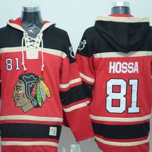 Premium Blackhawks #81 Marian Hossa Red Sawyer Hooded Sweatshirt Stitched NHL Jersey for ultimate hockey enthusiasts