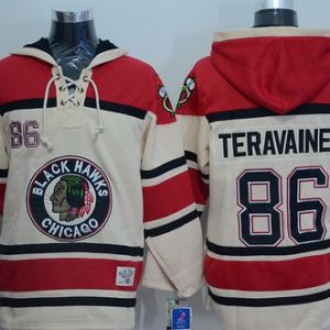 Sleek Blackhawks #86 Teuvo Teravainen Cream Sawyer Hooded Sweatshirt Stitched NHL Jersey for ultimate hockey enthusiasts