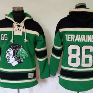 Fantastic Blackhawks #86 Teuvo Teravainen Green St. Patrick's Day McNary Lace Hoodie Stitched NHL Jersey for die - hard fans