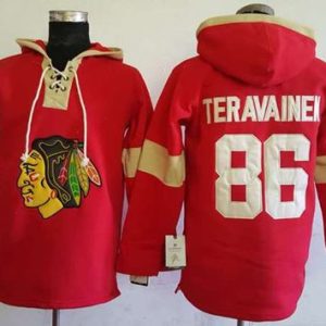 Stunning Blackhawks #86 Teuvo Teravainen Red Pullover Hoodie Stitched NHL Jersey to stand out at the stadium