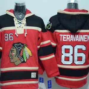 Stylish Blackhawks #86 Teuvo Teravainen Red Sawyer Hooded Sweatshirt Stitched NHL Jersey to stand out at the stadium