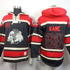 Top - notch Blackhawks #88 Patrick Kane Black Sawyer Hooded Sweatshirt Stitched NHL Jersey to show your team spirit