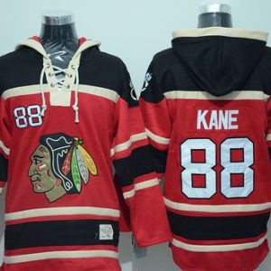 Sleek Blackhawks #88 Patrick Kane Red Sawyer Hooded Sweatshirt Stitched NHL Jersey perfect for game days