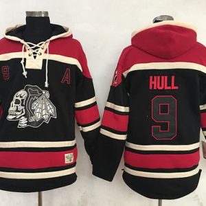 Cool Blackhawks #9 Bobby Hull Black Sawyer Hooded Sweatshirt Stitched NHL Jersey to show your team spirit