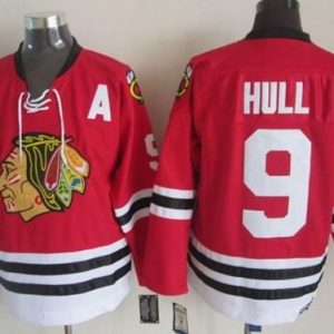 Gorgeous Blackhawks #9 Bobby Hull Red CCM Throwback Stitched NHL Jersey for die - hard fans