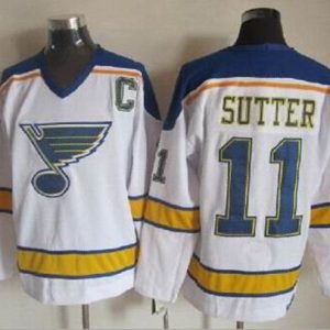 Cool Blues #11 Brian Sutter White/Yellow CCM Throwback Stitched NHL Jersey for die - hard fans
