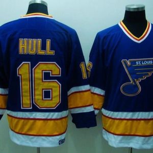 Gorgeous Blues #16 Brett Hull Stitched Blue CCM Throwback NHL Jersey perfect for game days