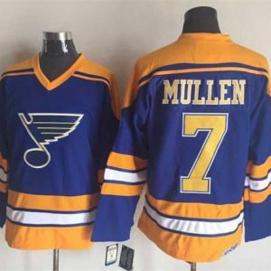 Sleek Blues #7 Joe Mullen Light Blue/Yellow CCM Throwback Stitched NHL Jersey to stand out at the stadium